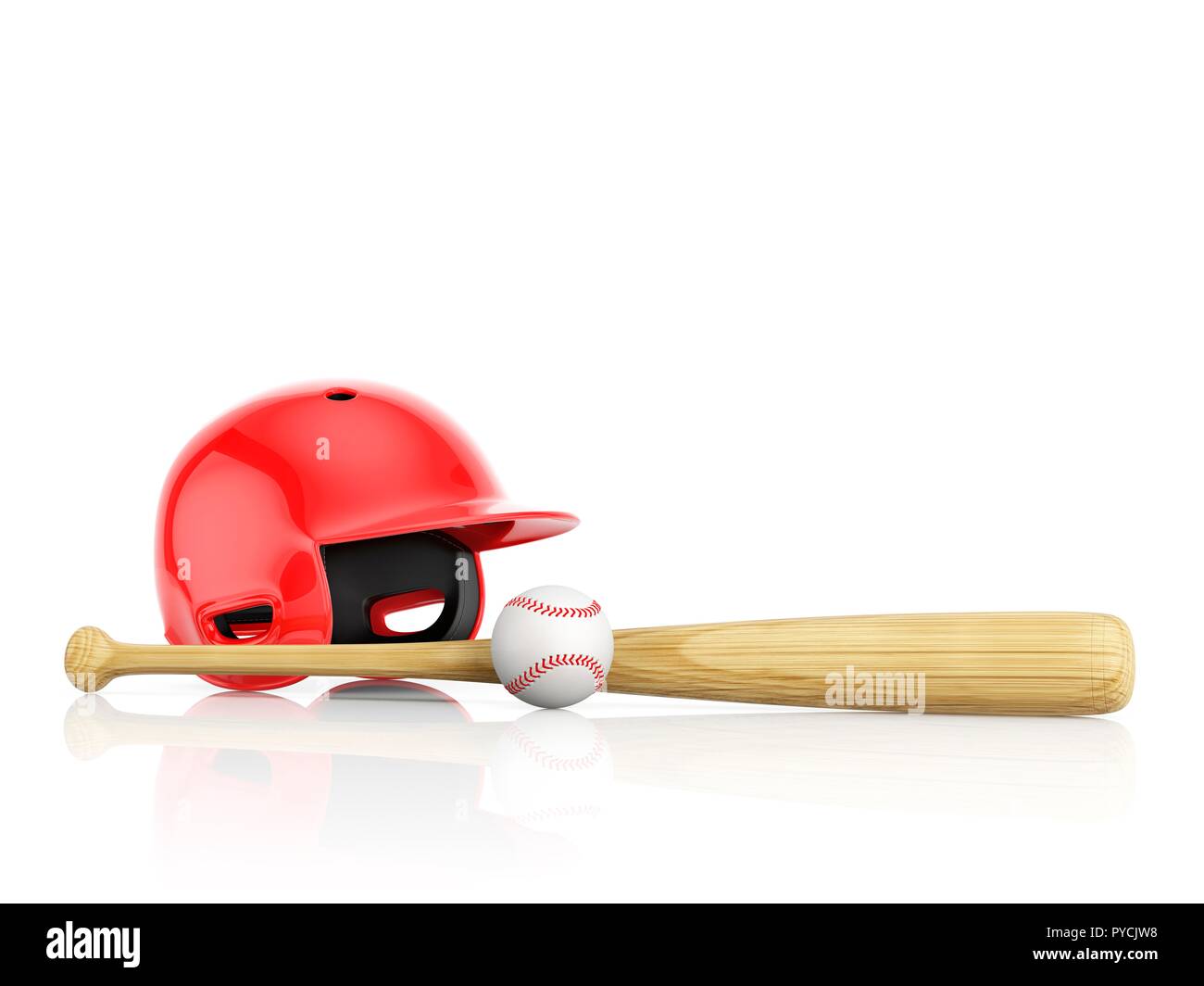 Attrezzatura da baseball, illustrazione. Foto Stock