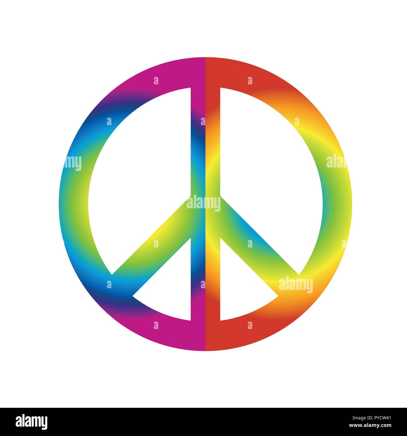 Colorato la pace simbolo segno nei colori dell'arcobaleno isolati su sfondo bianco illustrazione vettoriale EPS10 Illustrazione Vettoriale