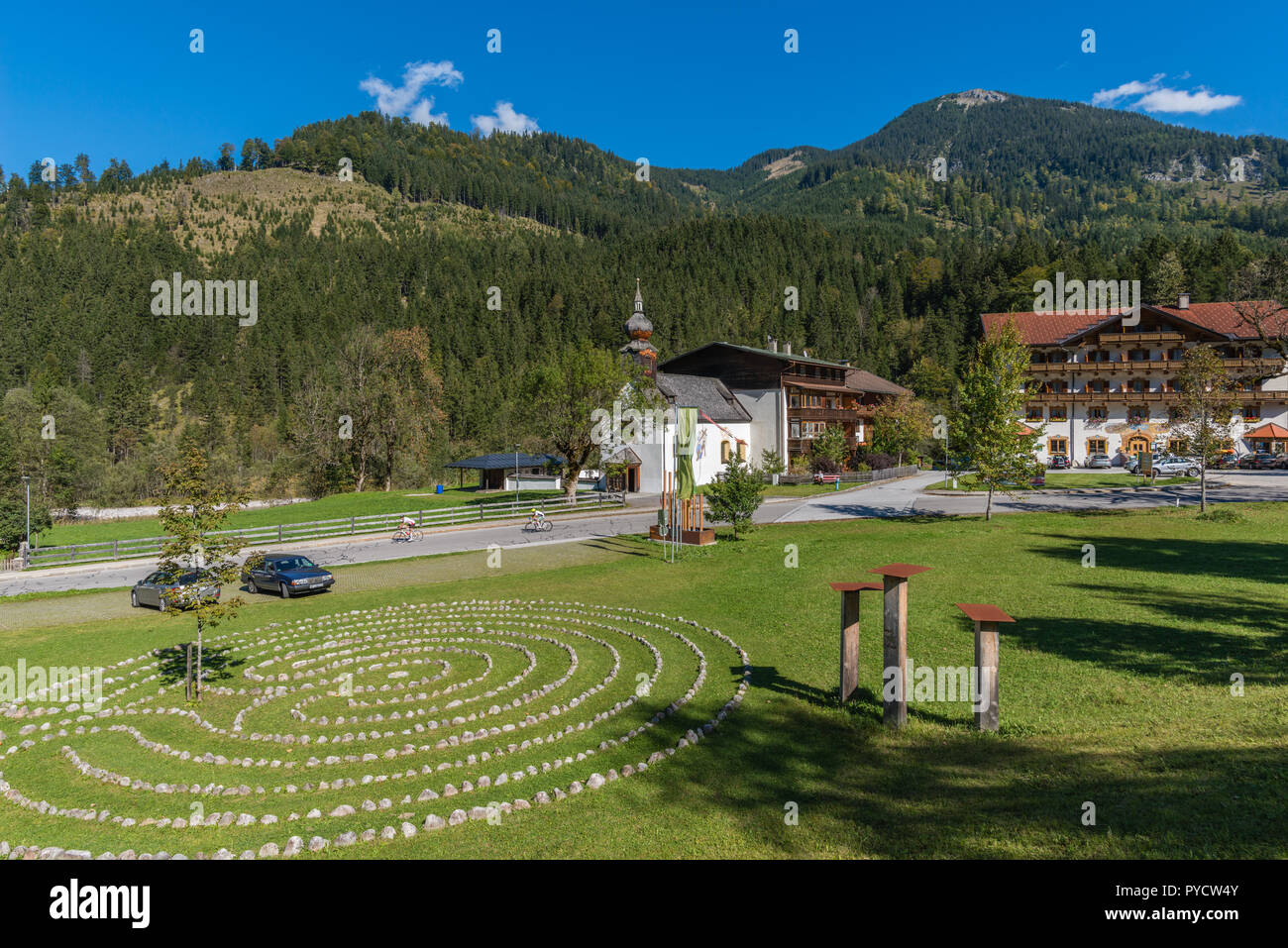 Villaggio alpino di Hinterriss, le alpi austriache, Tirolo, Austria, Europa Foto Stock