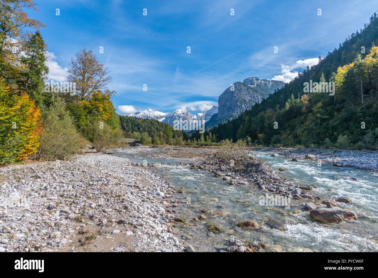 Risstal o valle Riss, Rissbach o Rissriver, Hinterriss, Vomp, montagne Karwendel, Alpi, Tirolo, Austria, Europa Foto Stock