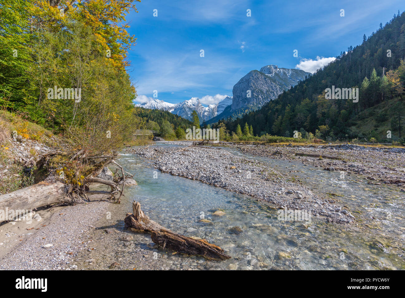 Risstal o valle Riss, Rissbach o Rissriver, Hinterriss, Vomp, montagne Karwendel, Alpi, Tirolo, Austria, Europa Foto Stock