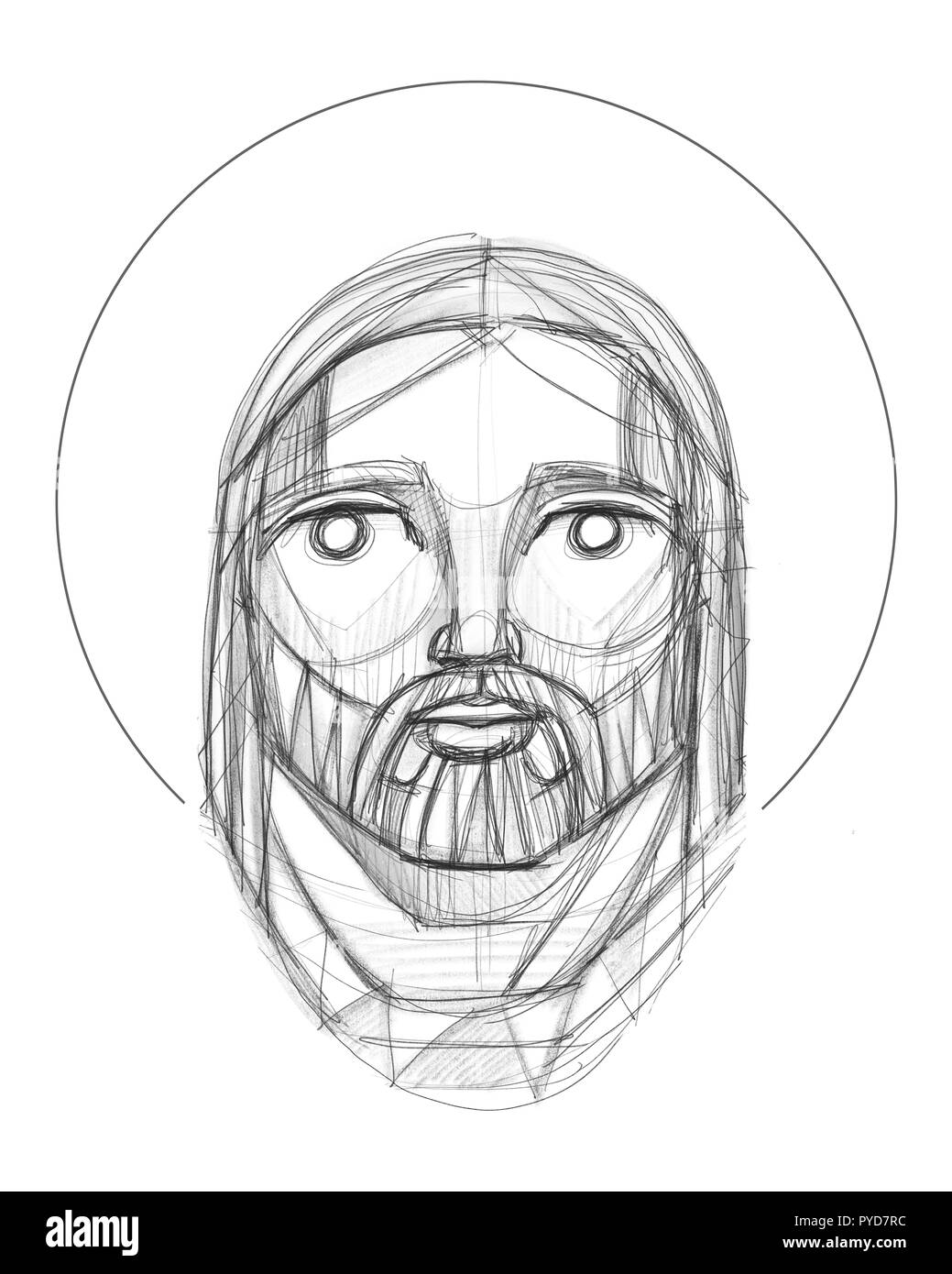 Disegnata a mano una matita immagine o disegno di Gesù Cristo faccia in un  stile indigeno Foto stock - Alamy