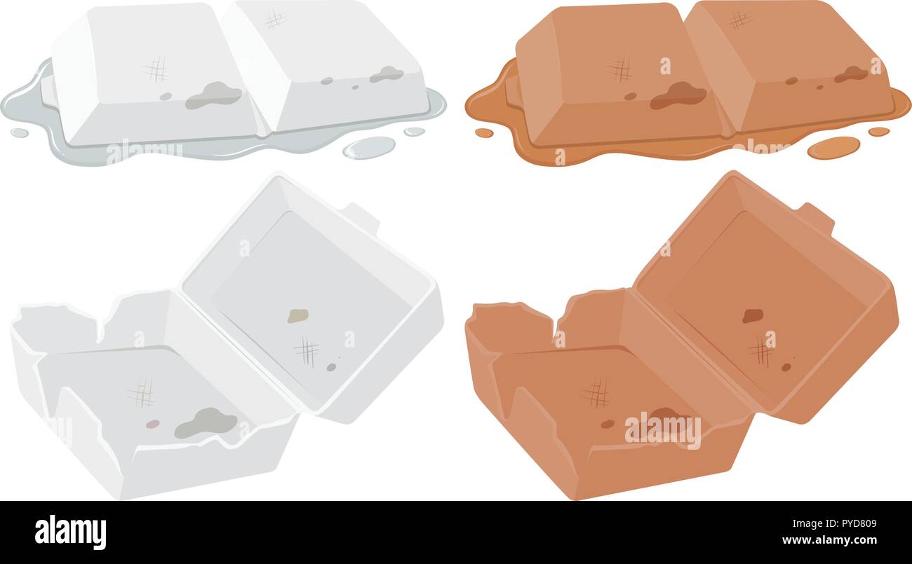 Set di schiuma contenitore alimentare illustrazione Illustrazione Vettoriale