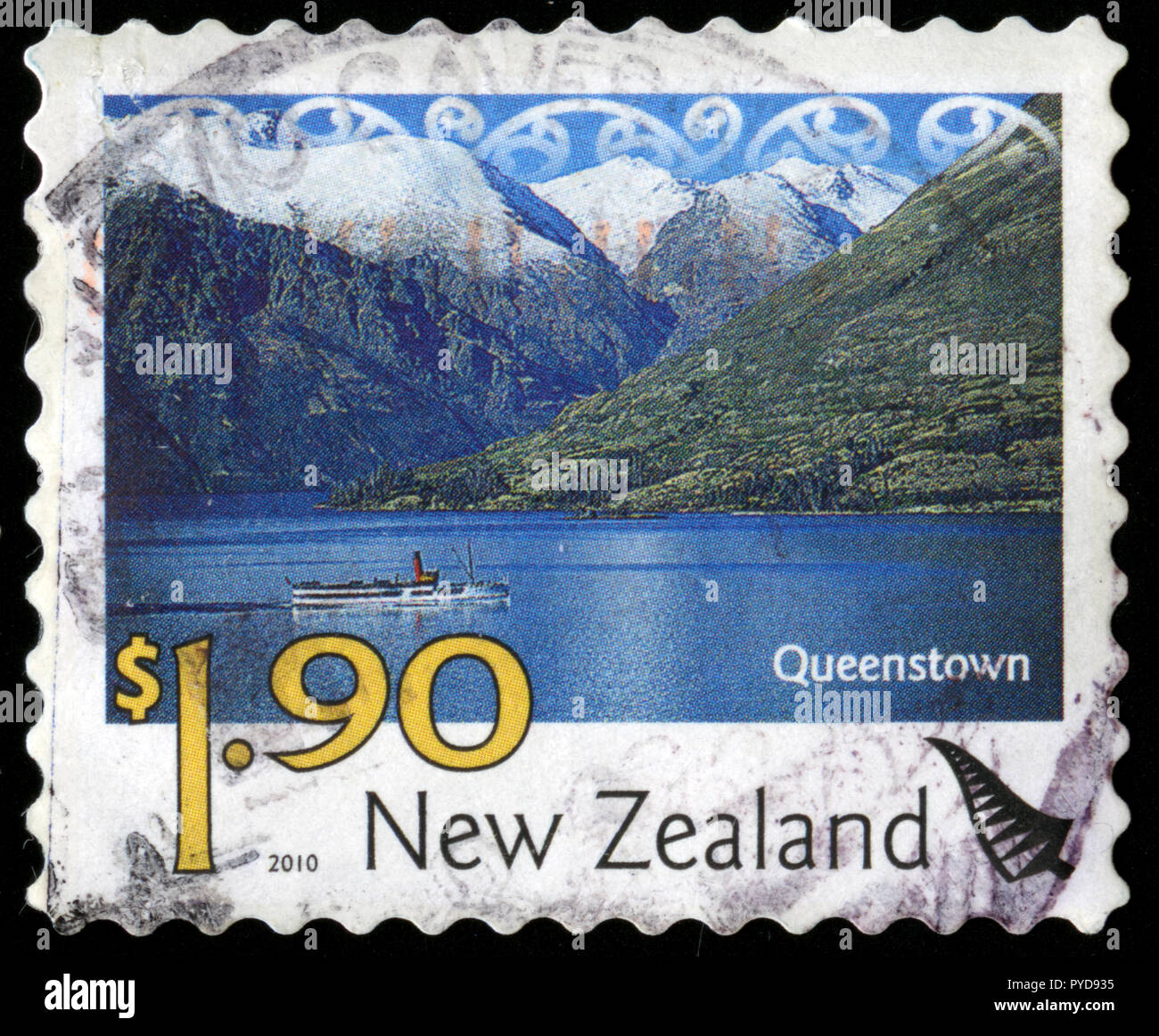 Con timbro postale timbro dalla Nuova Zelanda in Nuova Zelanda la serie di paesaggi rilasciato in 2010 Foto Stock
