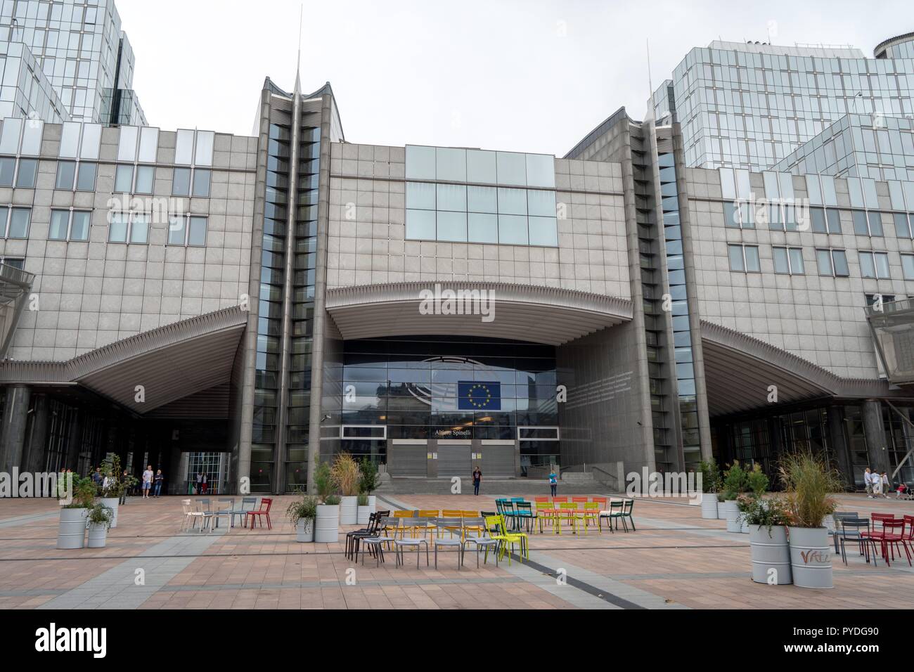 Belgio: entrata principale del Parlamento europeo a Bruxelles. Foto da 11. Settembre 2016. | Utilizzo di tutto il mondo Foto Stock