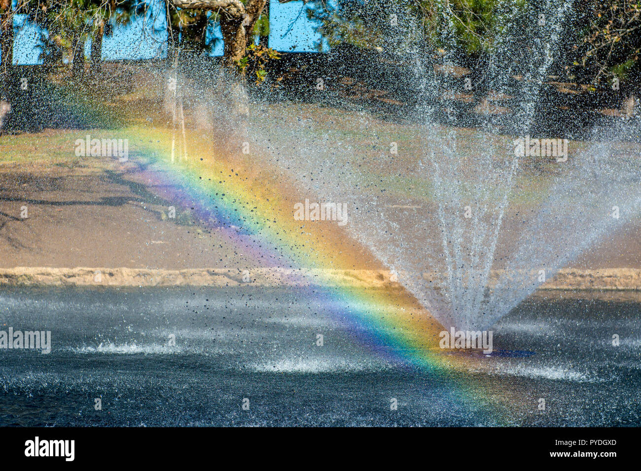 Rainbow Over Pond Foto Stock