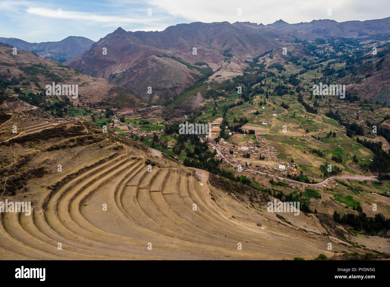 Dettaglio di Pisac archeologo posto nel Valle Sagrado degli Incas, vicino alla città di Cuzco in Perù Foto Stock