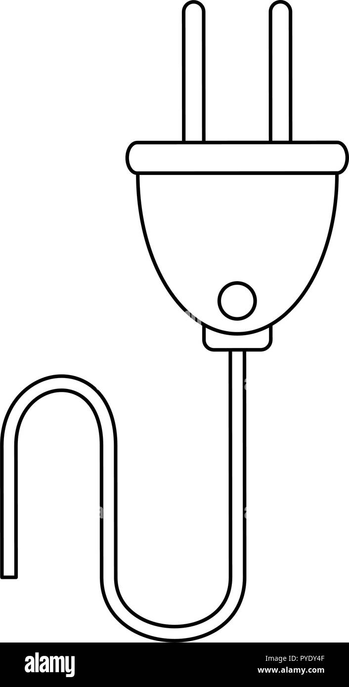 Filo con plug in bianco e nero Illustrazione Vettoriale