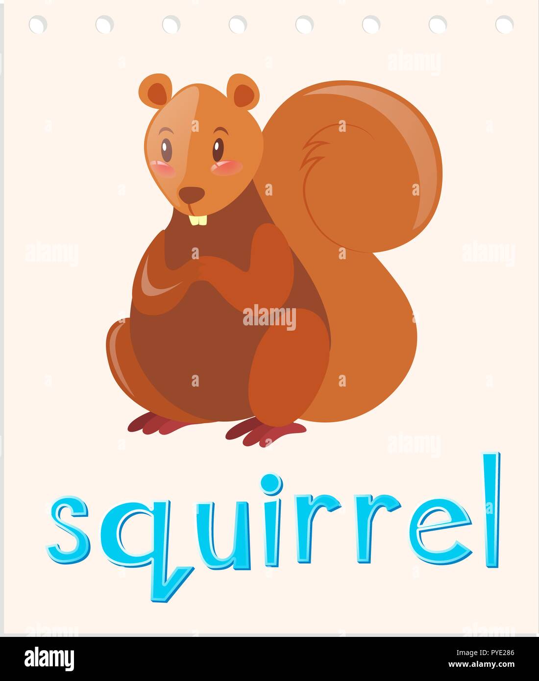 Scheda di memoria flash con parola illustrazione scoiattolo Illustrazione Vettoriale
