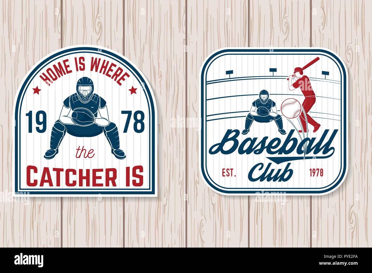 Set di baseball o softball club badge. Illustrazione Vettoriale. Concetto per una camicia o un logo, stampa, timbro o il raccordo a t. Vintage design tipografia con mazze da baseball, impasto di colpire la sfera e la sfera per silhouette di baseball. Illustrazione Vettoriale