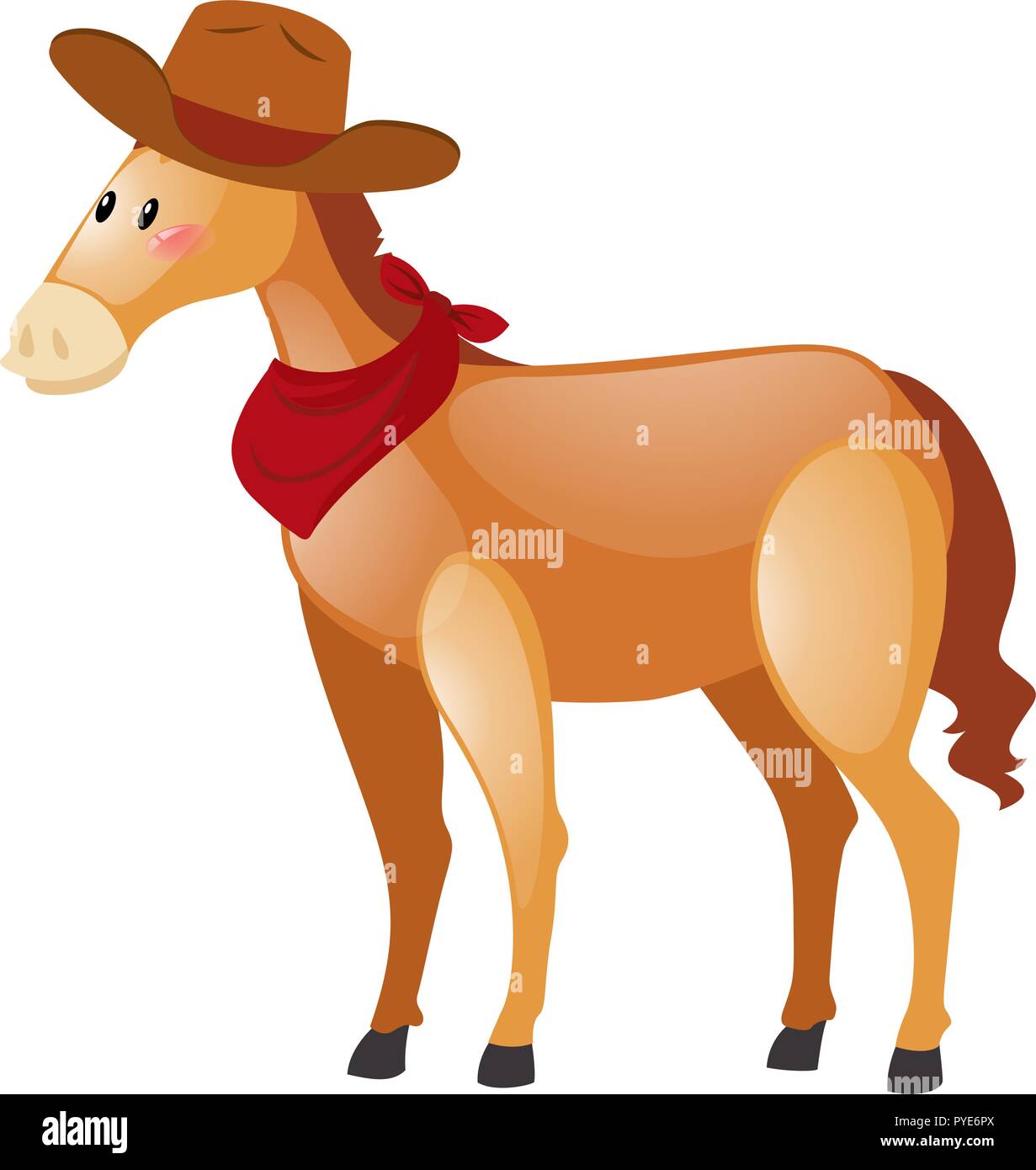 Pony marrone che indossa il cappello da cowboy illustrazione Illustrazione Vettoriale