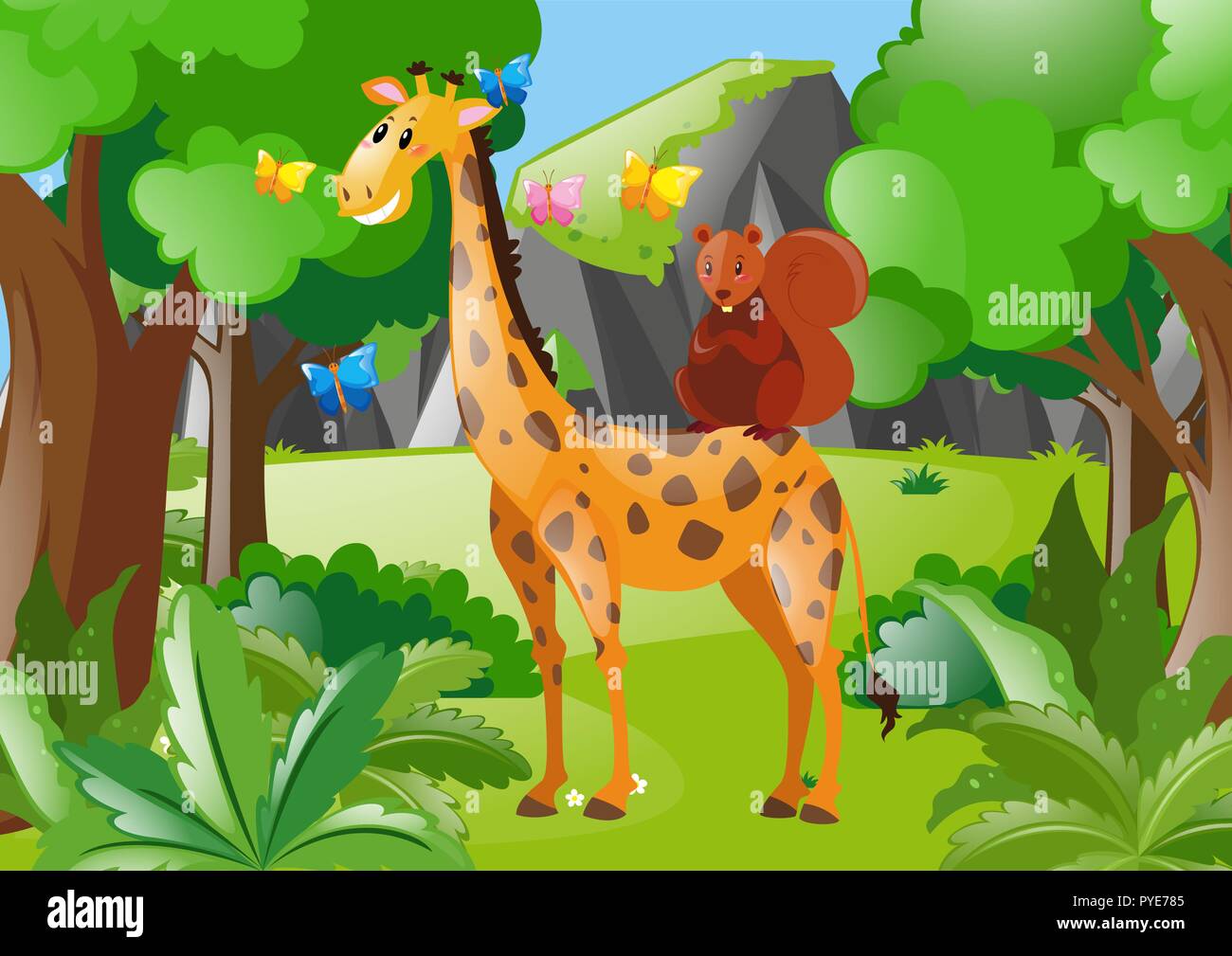 La giraffa nella foresta illustrazione Illustrazione Vettoriale