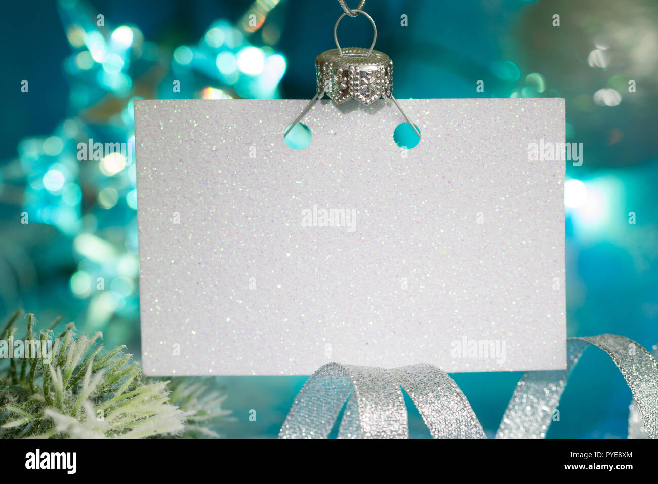 Natale scheda vuota e Anno Nuovo blu argento decorazione astratto concetto di sfondo Foto Stock