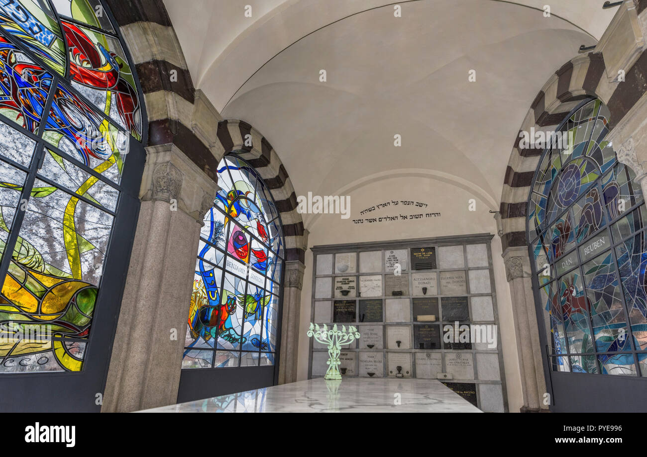 Area ebraica del Cimitero Monumentale di Milano, Italia Foto Stock