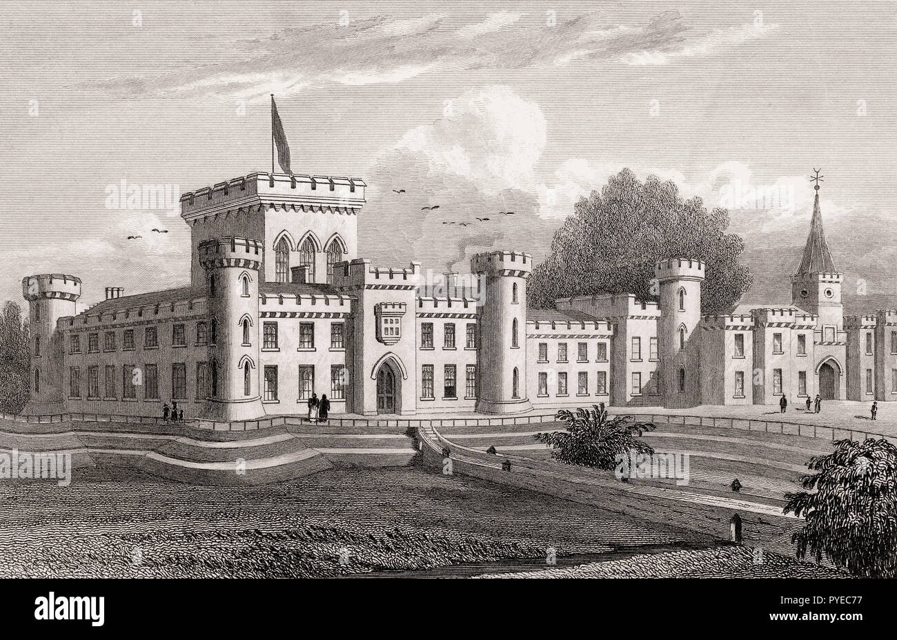 Il castello di Lee, Auchenglen, South Lanarkshire, Scozia, secolo XIX, dalla moderna Atene da Th. H. Pastore Foto Stock