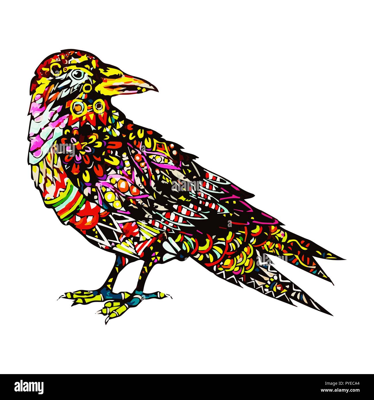 Disegnata a mano bird. Schizzo per anti-stress adulto libro da colorare in zen-groviglio di stile. Illustrazione Vettoriale per la colorazione di pagina. Illustrazione Vettoriale