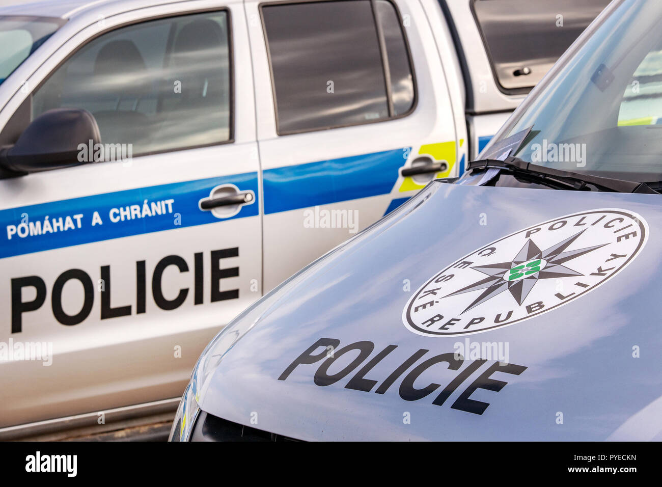 Policie ČR - la polizia della Repubblica ceca Foto Stock