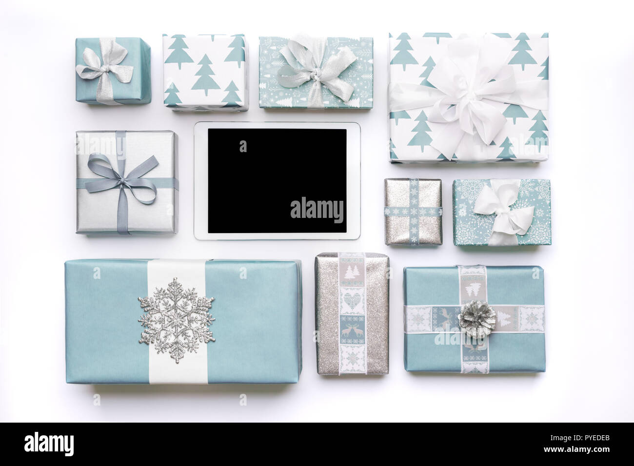 Lo shopping online, Natale vendita concetto. Boxing Day vendita sfondo. Foto Stock