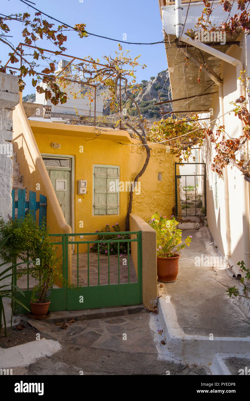 Vista della città vecchia Kritsa in Creta, Grecia Foto Stock