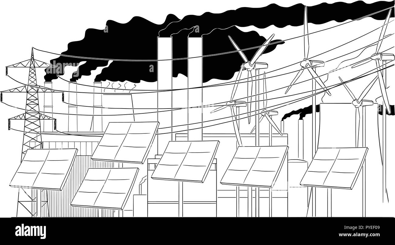 Cartoon di griglia elettrica o i componenti dell'infrastruttura di rete Illustrazione Vettoriale