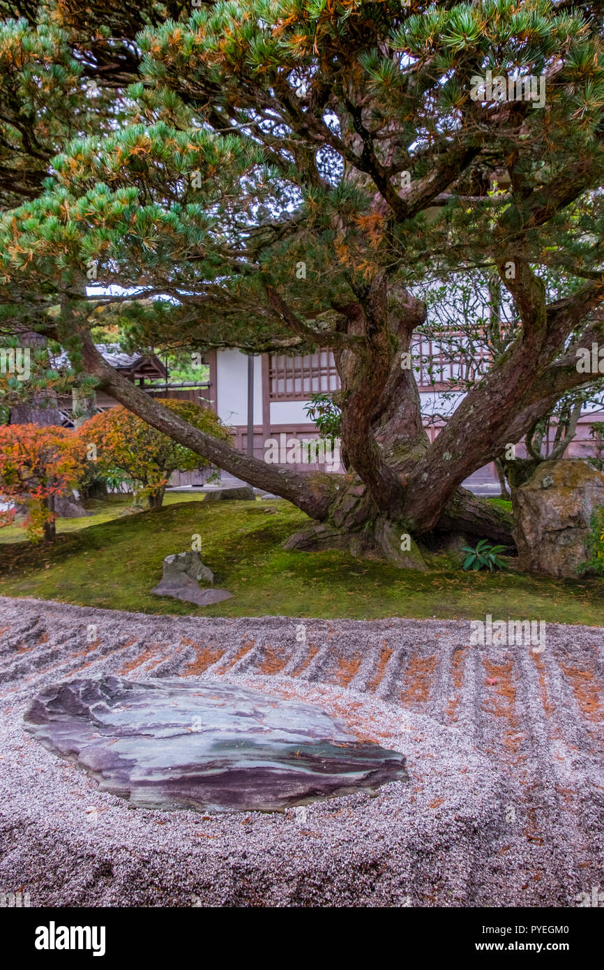 Famoso Ginkaku-ji (Padiglione di Argento) ufficialmente denominata Jishō-ji ("tempio di misericordia splendente") a giornata autunnale, Kyoto, Kansai, Giappone Foto Stock