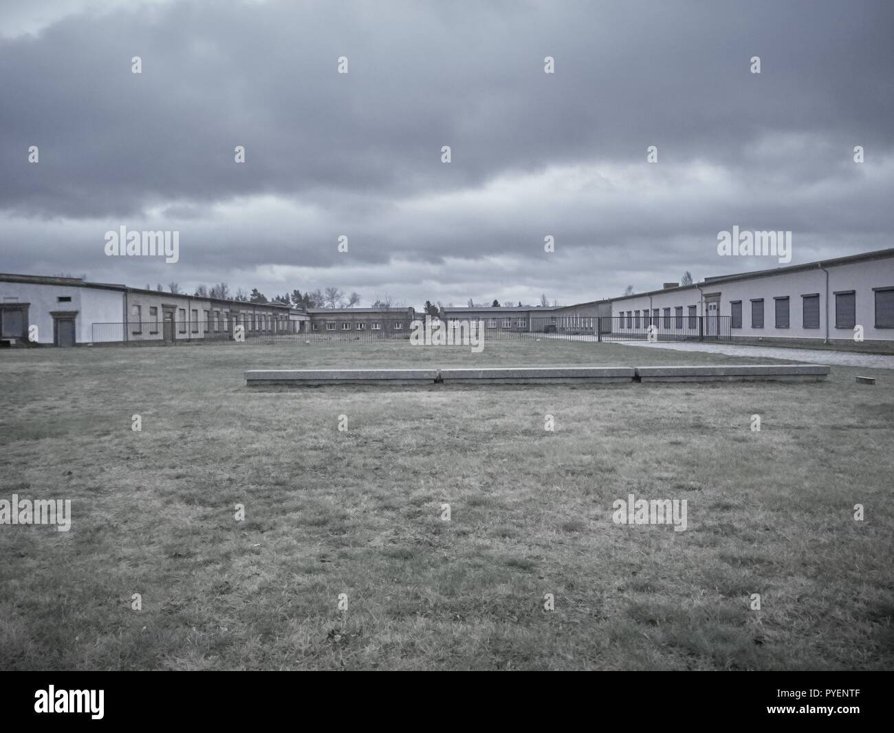 Orianenburg, Germania - 12 dicembre 2017: Shot del campo di concentramento di Sachsenhausen Foto Stock