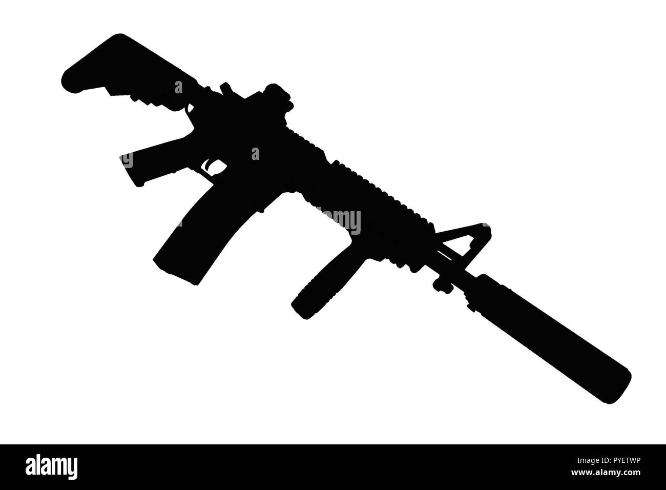 M4 con soppressore - le forze speciali di fucile silhouette nera Foto Stock
