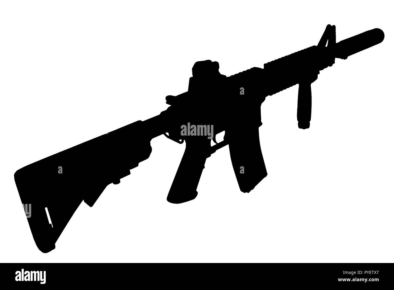 M4 con soppressore - le forze speciali di fucile silhouette nera Foto Stock
