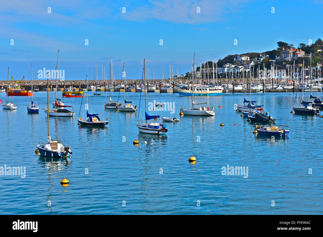 La Western Lady traghetto passeggero fa il suo modo in passato imbarcazioni da diporto ormeggiata nel porto di Brixham, Brixham Devon, Inghilterra, Regno Unito Foto Stock