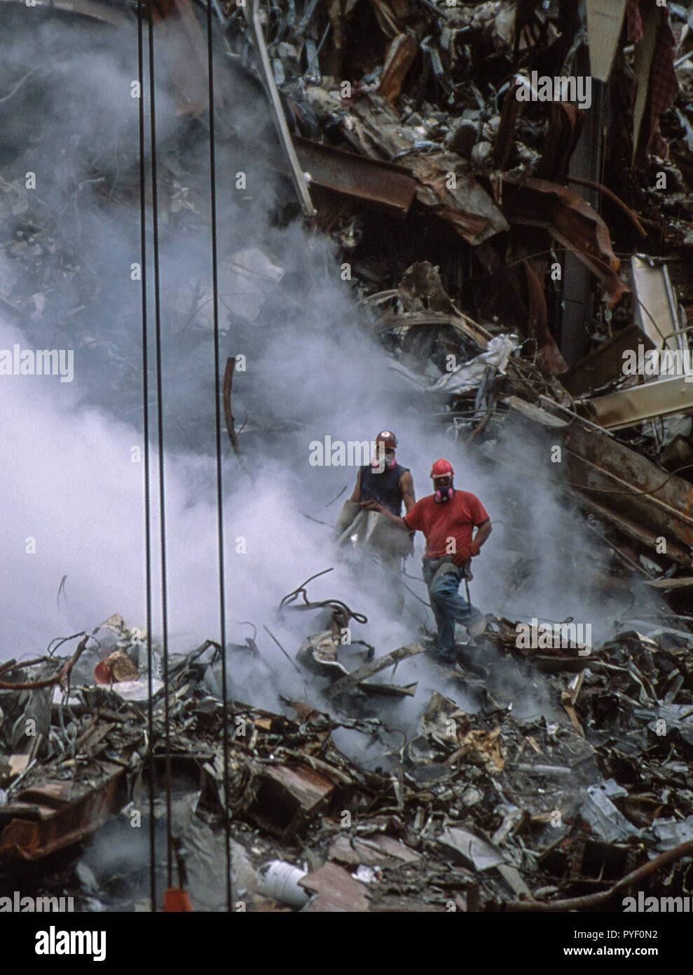 Sep 24, 2001 - Ground Zero, seguendo il 9-11 attacchi terroristici al World Trade Center. Foto di Gary Ell Foto Stock