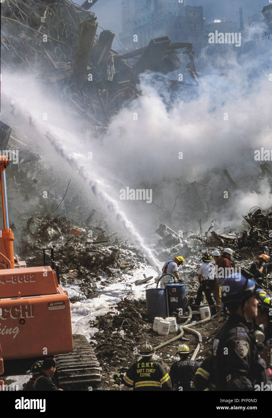 Sep 24, 2001 - Ground Zero, seguendo il 9-11 attacchi terroristici al World Trade Center. Foto di Gary Ell Foto Stock