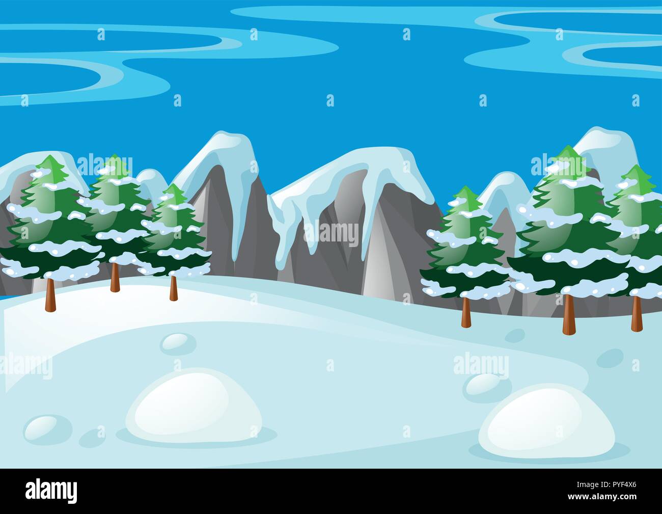 In scena con la neve sulla terra illustrazione Illustrazione Vettoriale