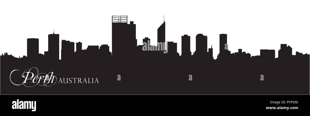 Vettore silhouette skyline della città australiana di Perth. Illustrazione Vettoriale