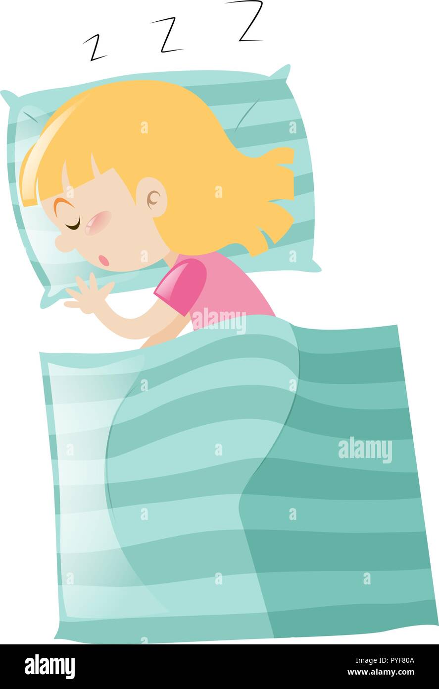 Bambina che dorme sul cuscino illustrazione Immagine e Vettoriale - Alamy
