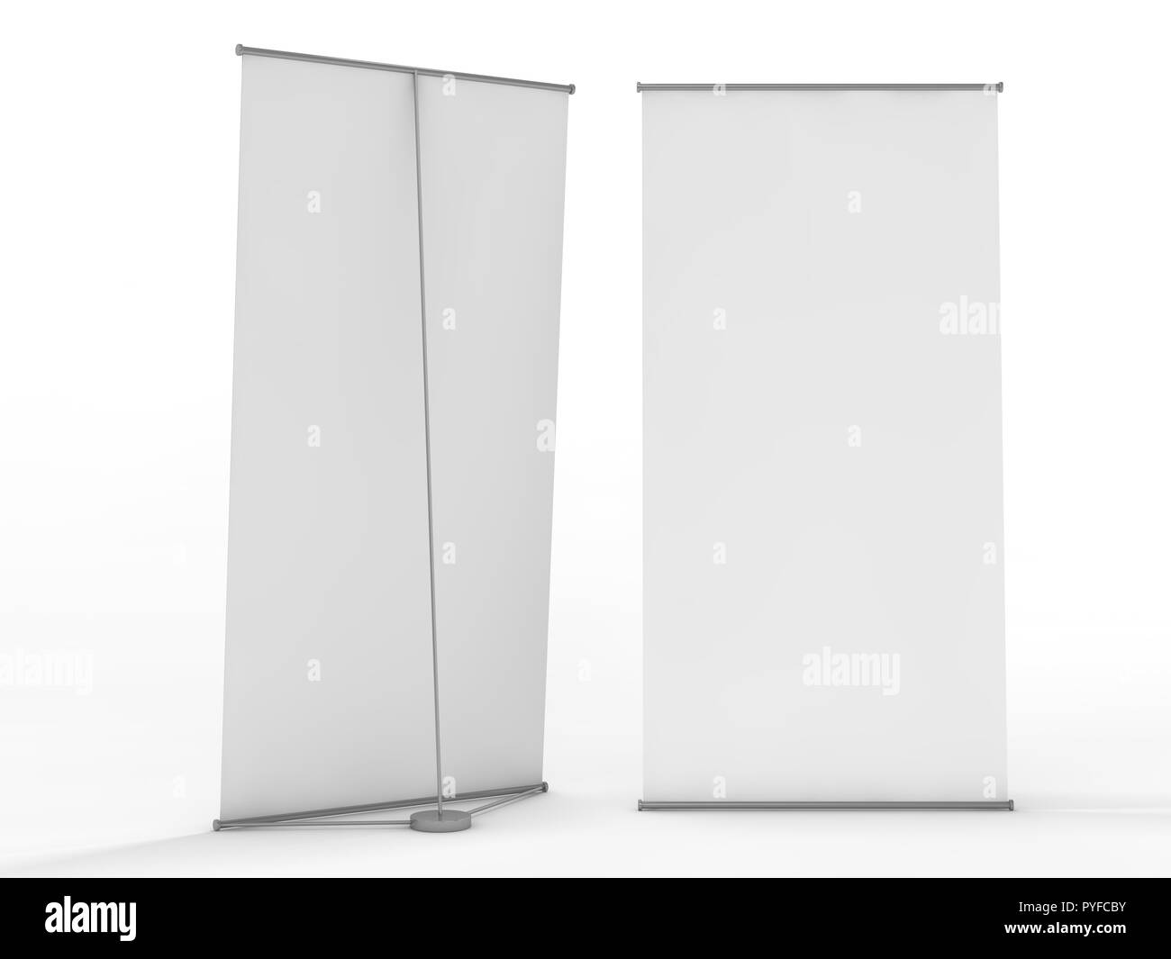 Blank Roll up banner. Modello mockup. Il rendering 3D Foto Stock