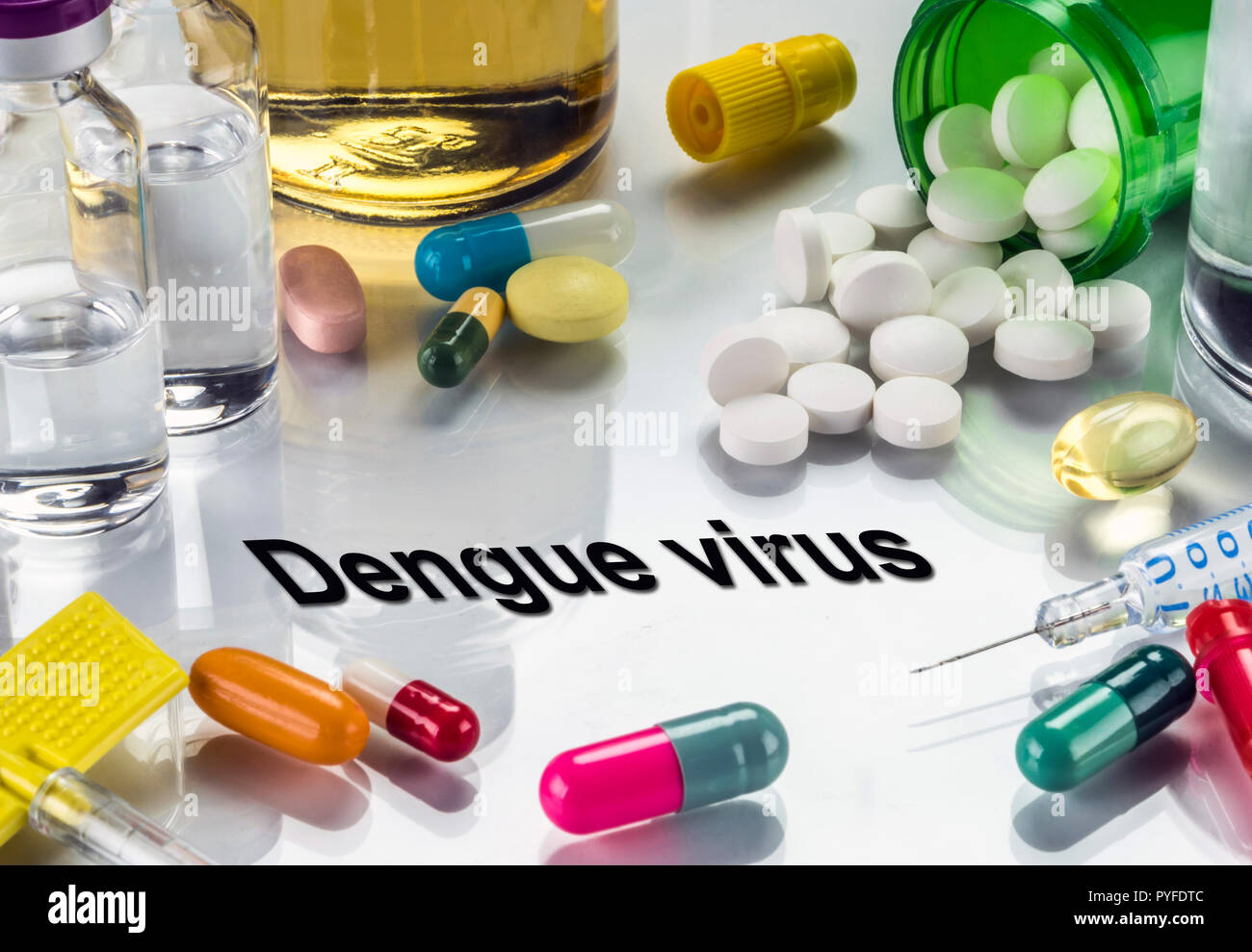 Alcuni medicinali per combattere le malattie, virus Dengue, immagine concettuale Foto Stock