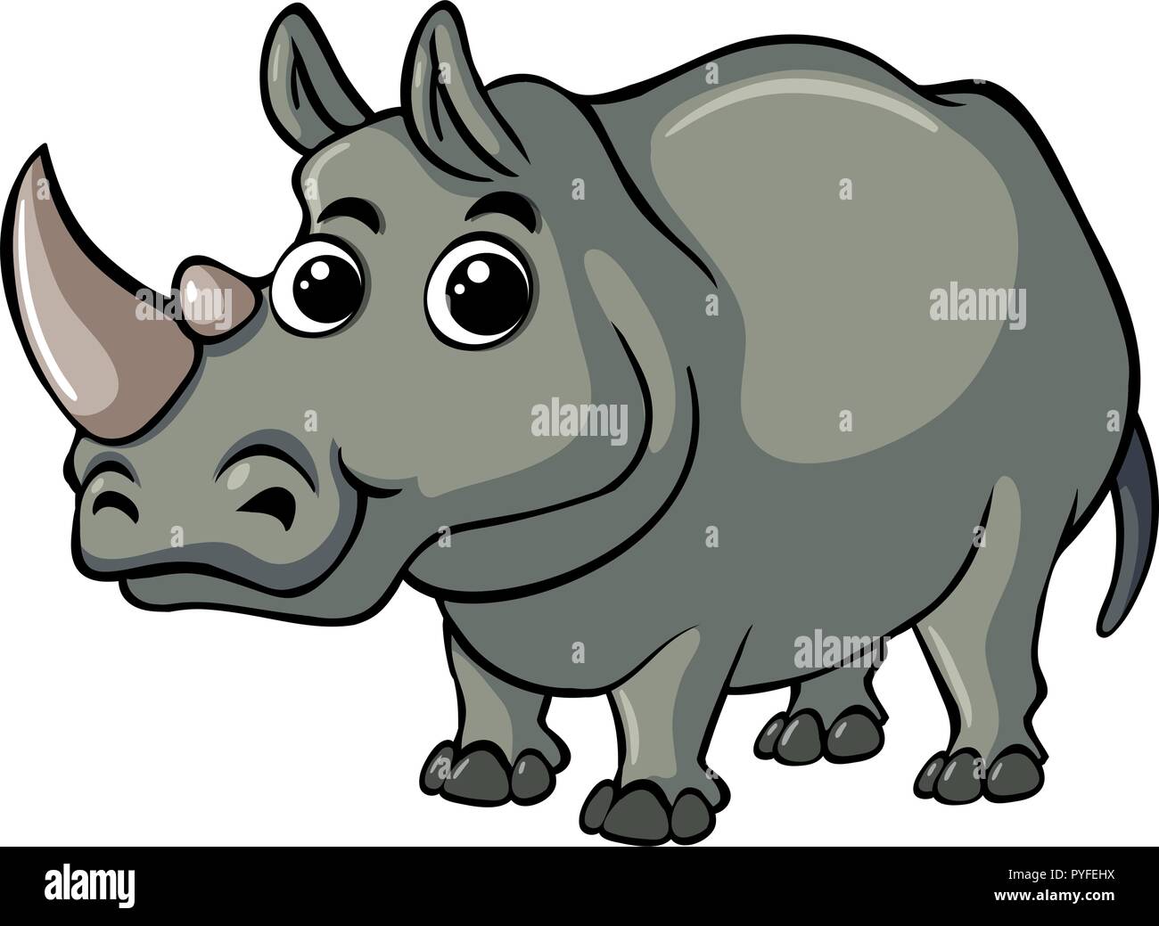 Carino rhino con faccia felice illustrazione Illustrazione Vettoriale