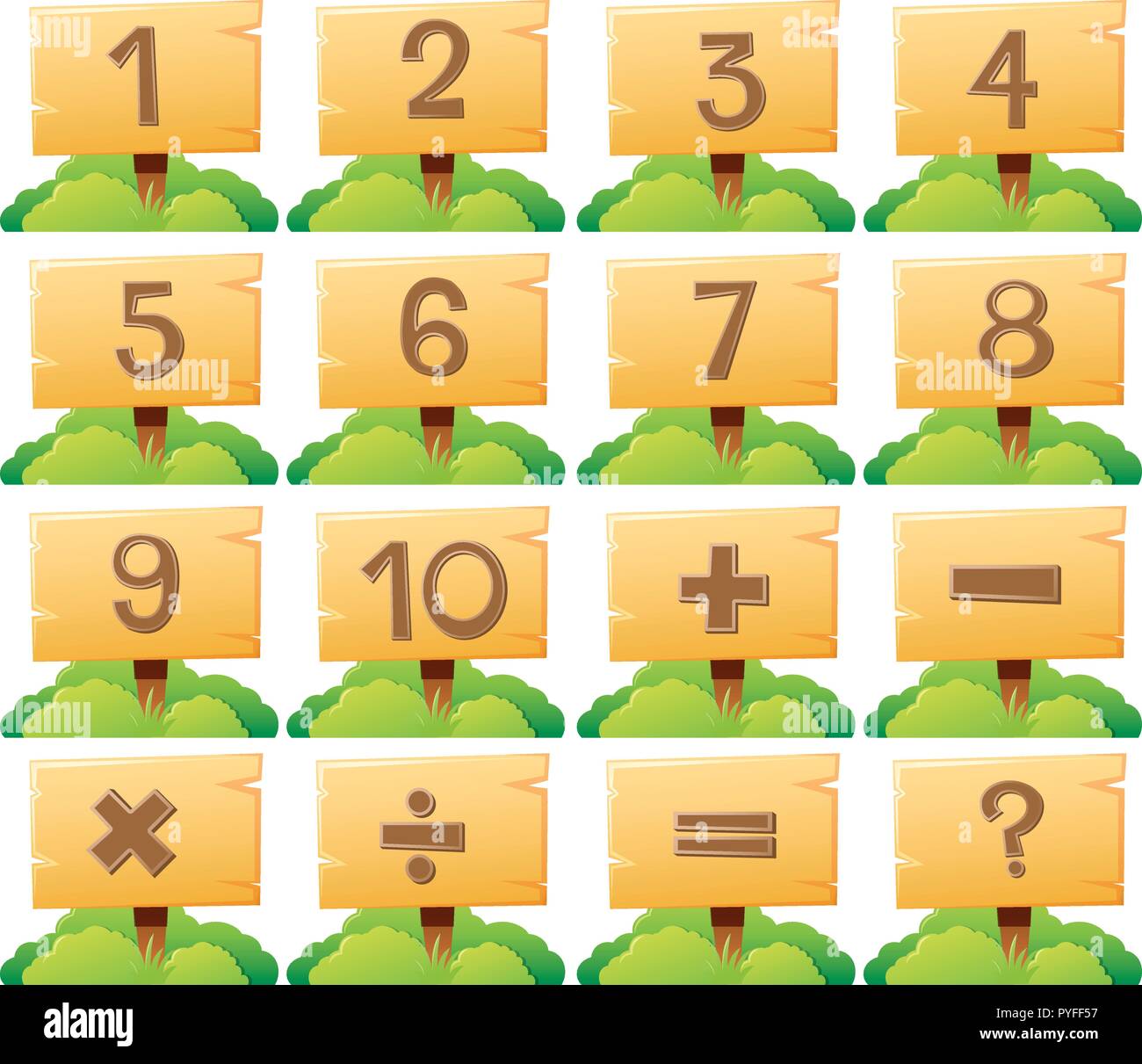 Numero da uno a dieci sulla tavola di legno illustrazione Illustrazione Vettoriale