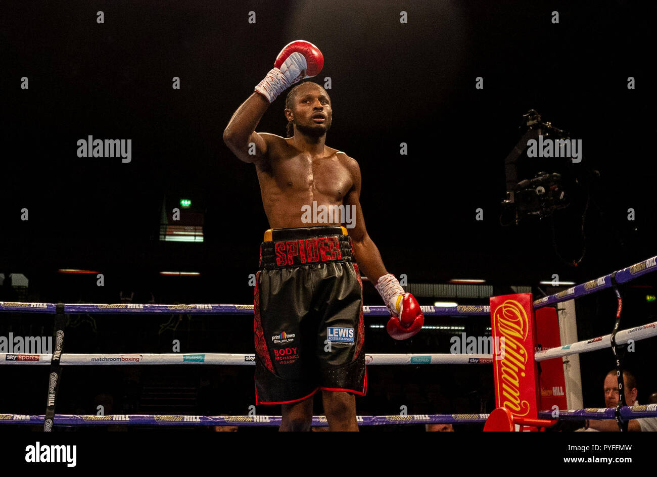 Craig Richards (nero trunk) v Michael Ludwiczak (bianco trunk) presso la Copperbox Arena, Londra Foto Stock