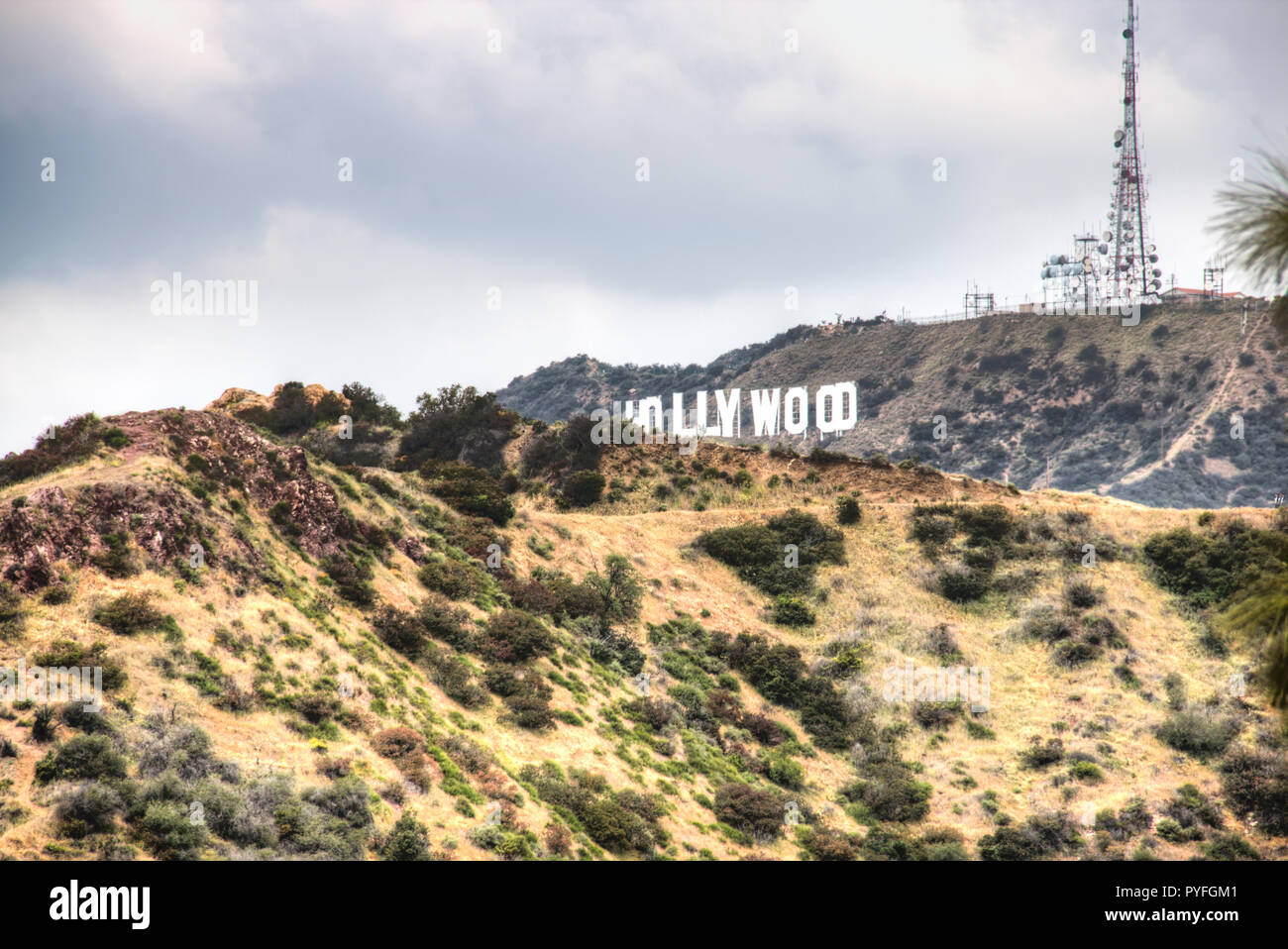 La famosa insegna di Hollywood in colline di Hollywood nella periferia di Los Angeles negli Stati Uniti Foto Stock