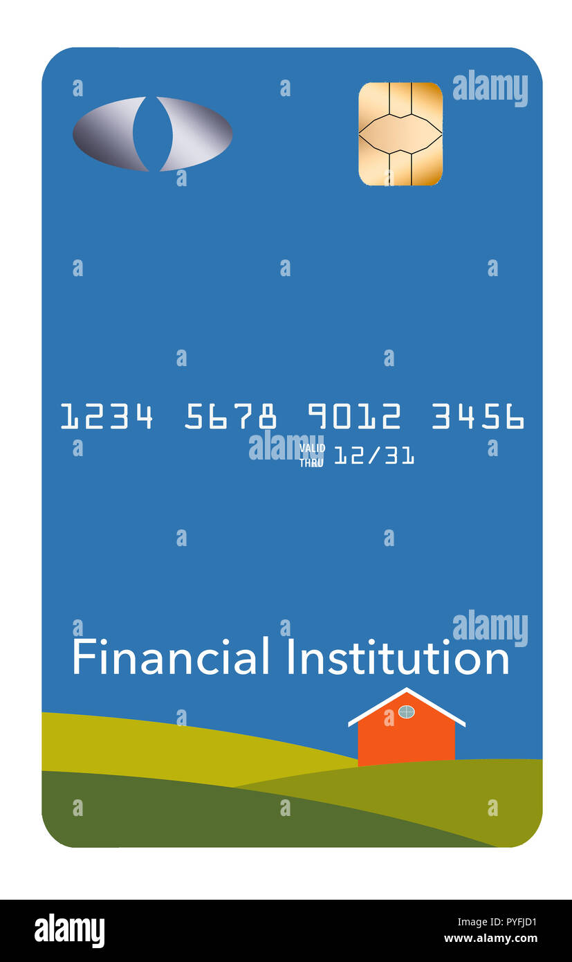 EMV chip hanno portato ad una riprogettazione di alcune carte di credito ad una verticale o formato ritratto. Qui è la simulazione di una generica carta di credito che è in verticale nuovo Foto Stock