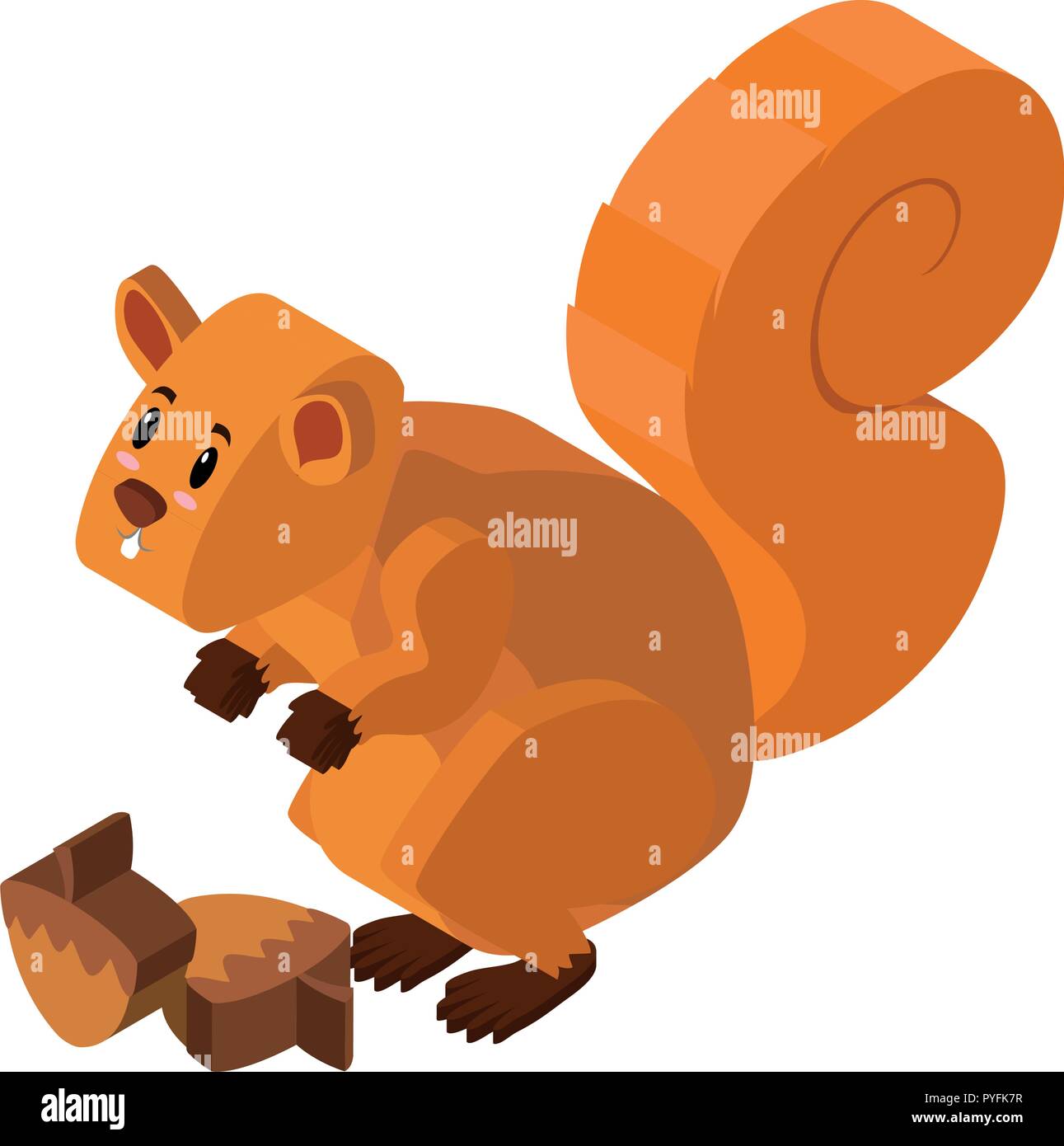 3D design per lo scoiattolo e noci illustrazione Illustrazione Vettoriale