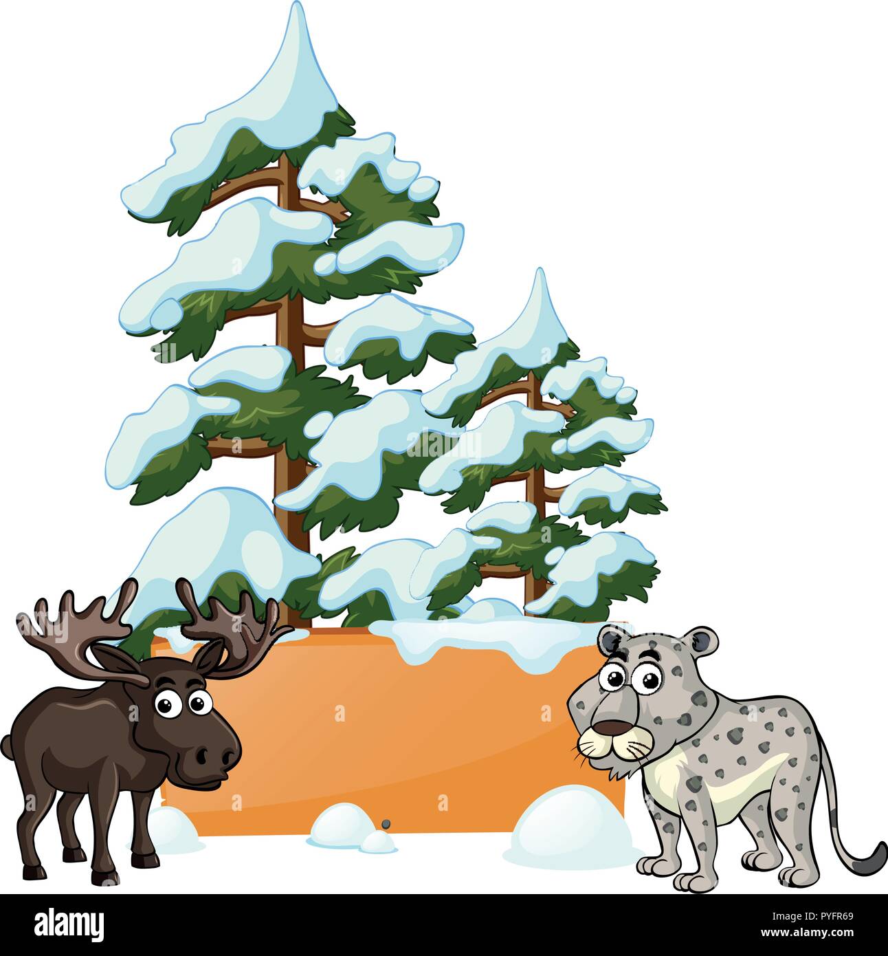 Le alci e il ghepardo nella neve illustrazione Illustrazione Vettoriale
