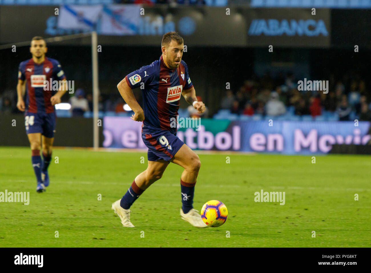 Vigo, Spagna. 27 ott; 2018. La Liga match tra Real Club Celta de Vigo e SD in Eibar Balaidos stadium; Vigo; Punteggio finale 4-0. Credito: Brais Seara/Alamy Live News Foto Stock