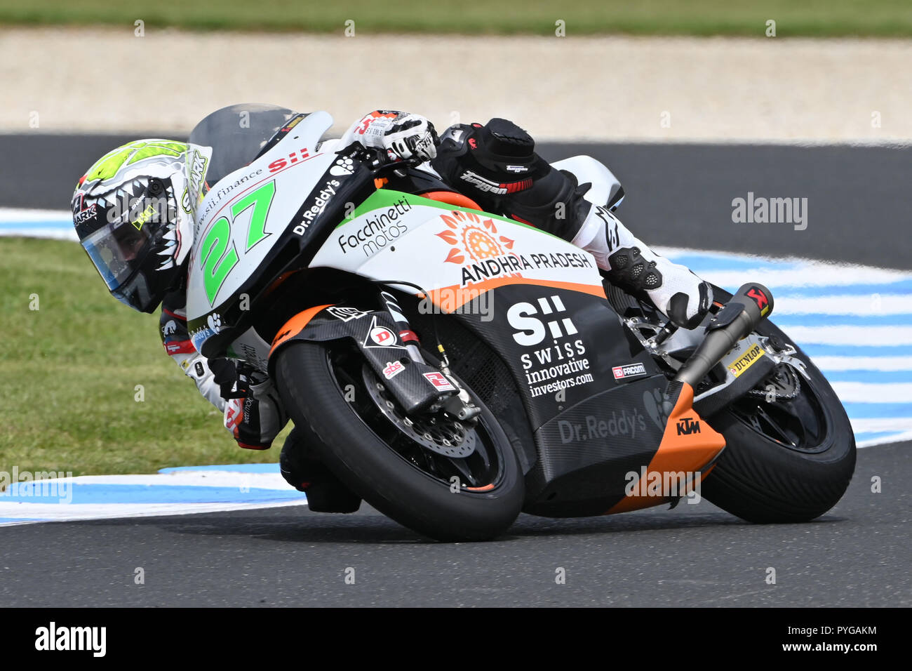 Ottobre 27, 2018: Iker Lecuona (SPA) sulla No.27 KTM da svizzeri investitori innovativi durante il moto2 sessione pratica tre al 2018 MotoGP di Australia a Phillip Island Grand Prix Circuit, Victoria, Australia. Sydney bassa/Cal Sport Media Foto Stock
