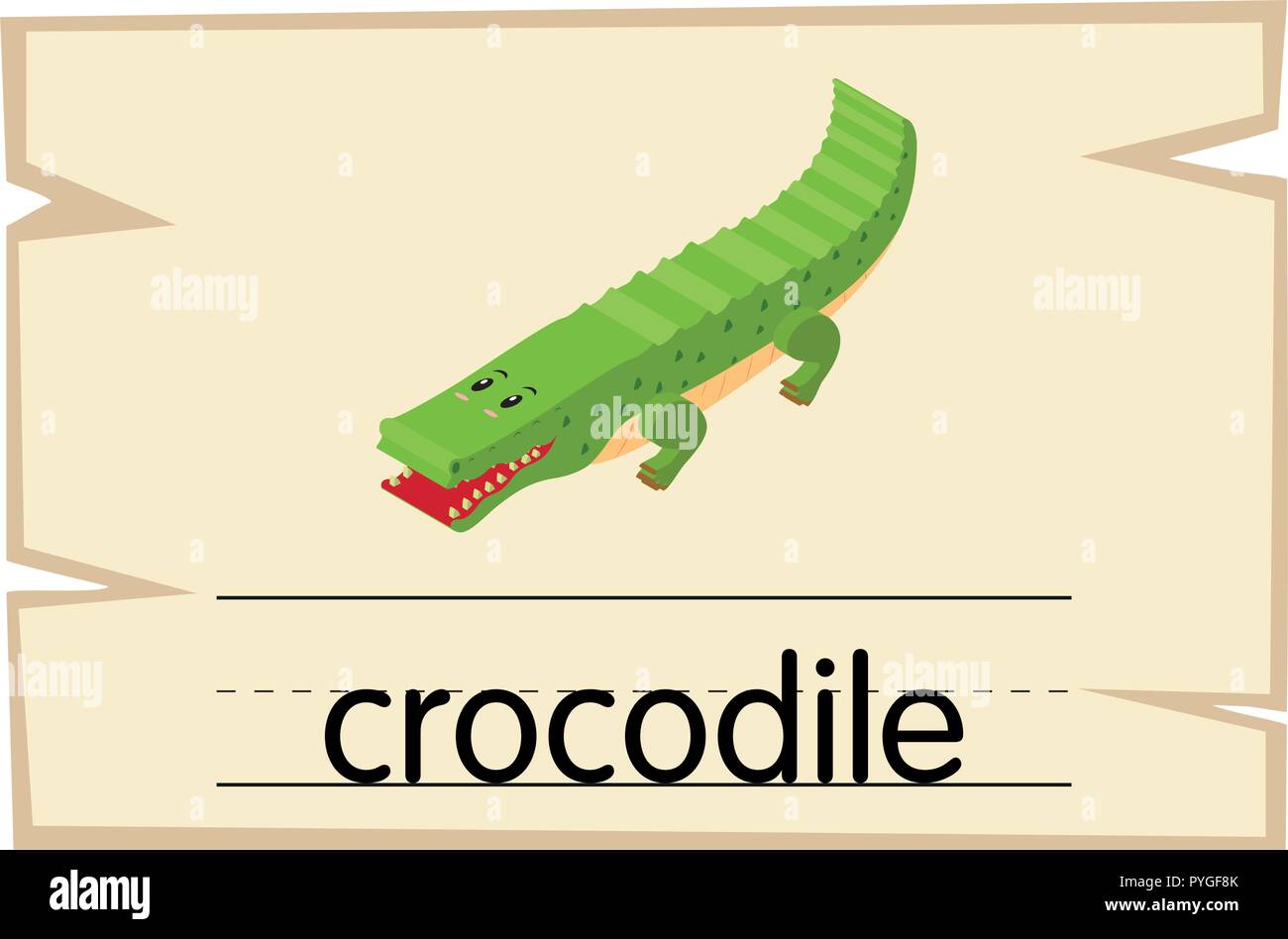 Modello Wordcard per parola illustrazione del coccodrillo Illustrazione Vettoriale