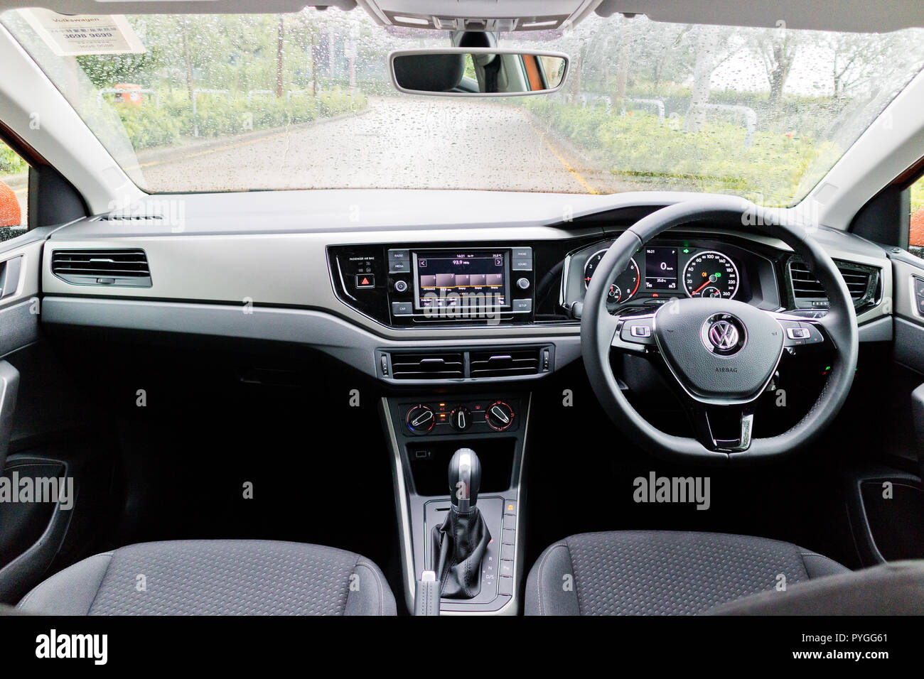 Hong Kong Cina Luglio 23, 2018 : Volkswagen Polo 2018 Interior Luglio 23 2018 a Hong Kong. Foto Stock