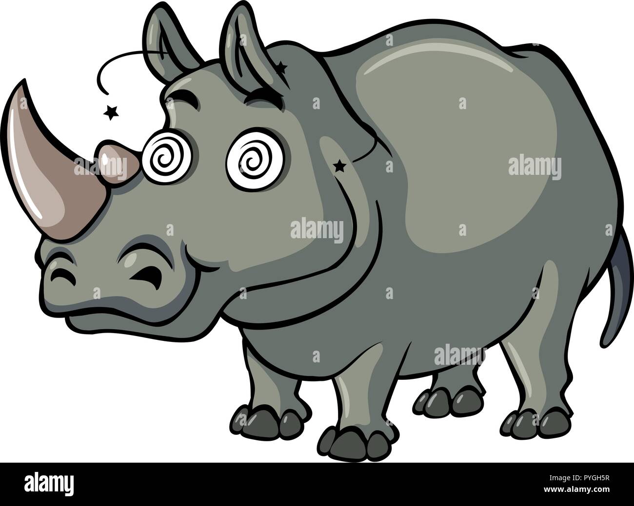 Dizzy rhino su sfondo bianco illustrazione Illustrazione Vettoriale