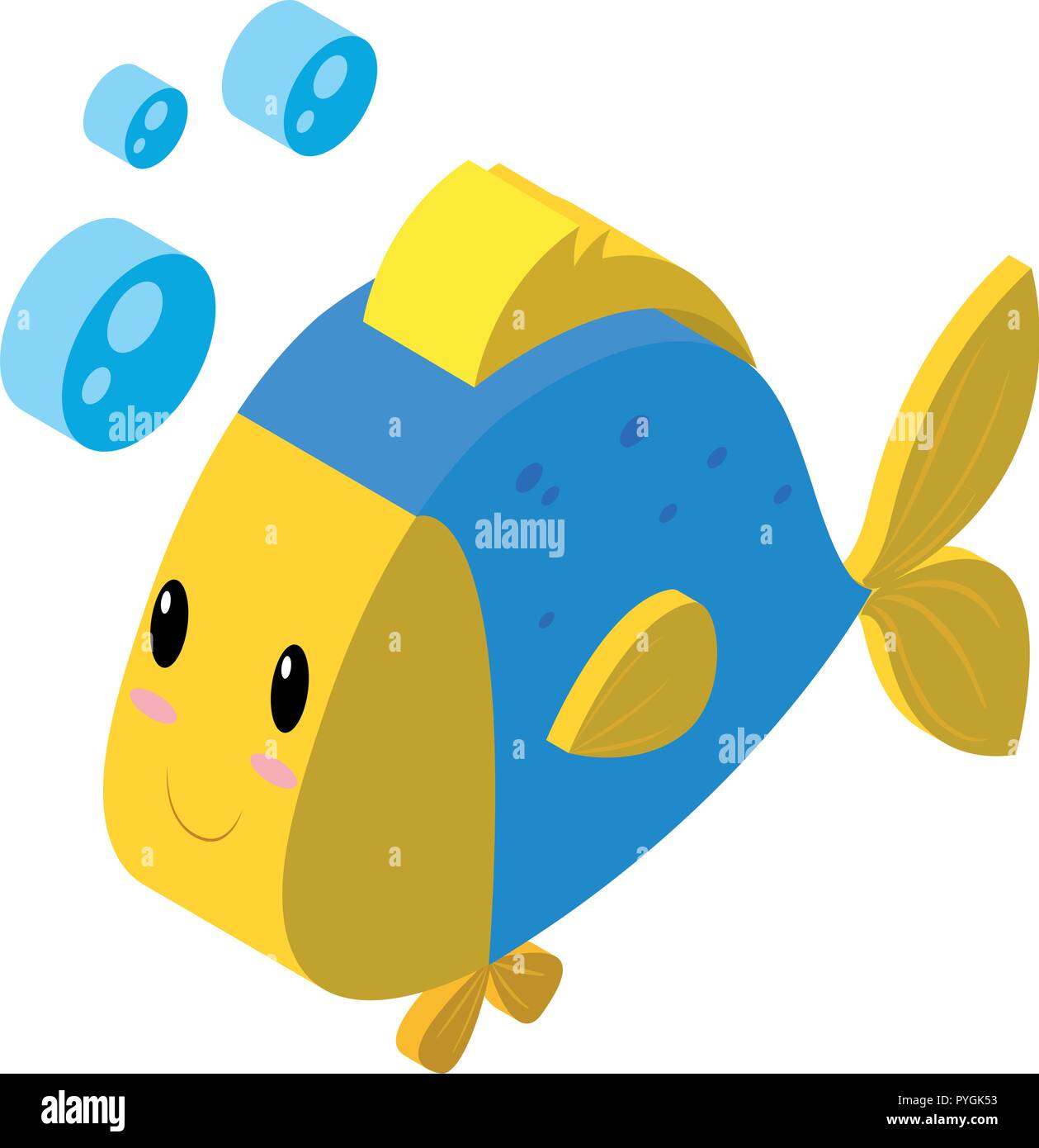 Il design 3D per il pesce facendo bolle illustrazione Illustrazione Vettoriale