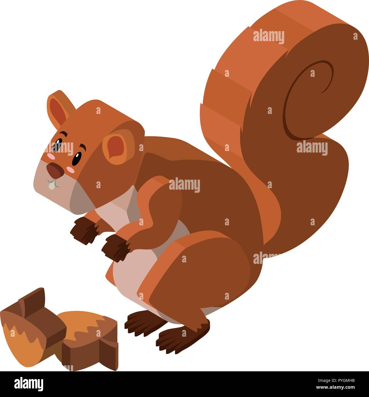3D design per lo scoiattolo e noce illustrazione Illustrazione Vettoriale